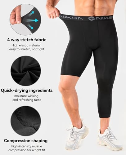 Niksa 1/2 Pack Men's Compression Pants 3/4 One Leg Tights Men