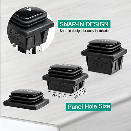 Waterproof Reverse Polarity Momentary Switch - 6 Pin - Black