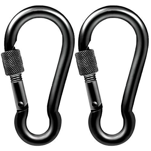 PROND Heavy Duty Locking Carabiners 316 Stainless Steel, Black - 2.7 Inch, 2 Pack
