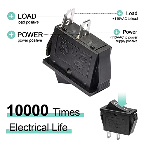 KCD3 Rectangle Snap-in ON-Off 2 Pin Rocker Boat Switch - 8 Pcs