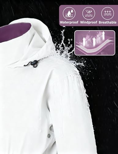 RAINFREEM Women's Purple Medium Waterproof Hooded Rain Suit with Jacket & Pants
