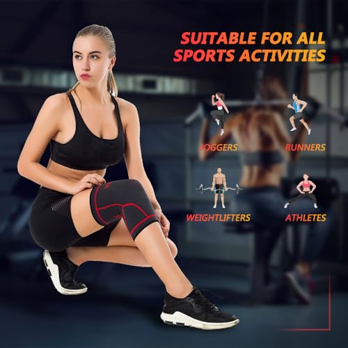Knee Compression Sleeve - Large, 2 Pack for Weightlifting & Sports