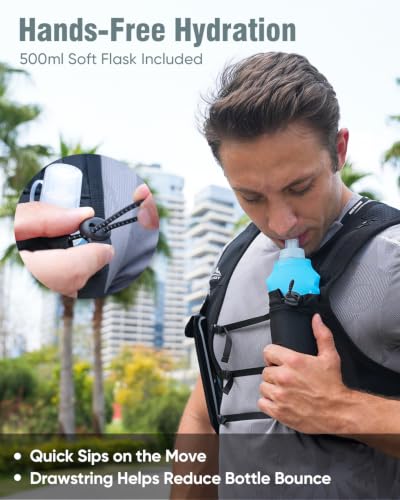Lightweight Hydration Vest with Touchscreen Pocket - Black, M-L