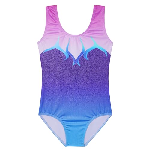 Shiny Girls Gymnastics Leotard - Ballet Outfit for Toddlers - Pink Purple Flame