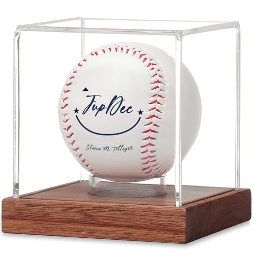 Baseball Display Case with Wooden Base - Clear Acrylic Holder