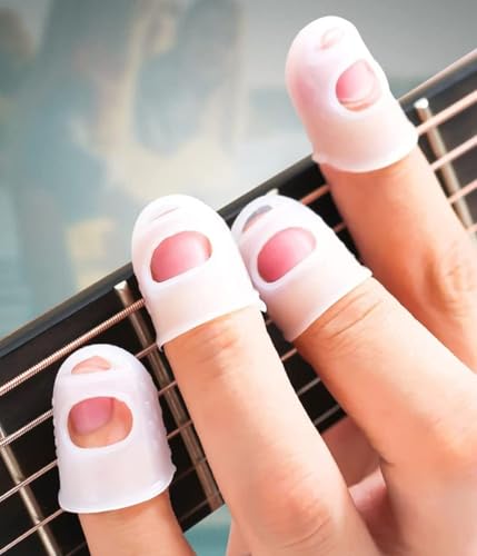 25-Pack Silicone Guitar Fingertip Protectors with Case - Breathable & Non-Slip