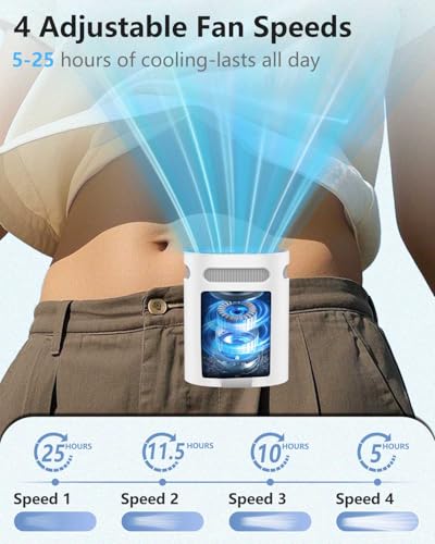 Portable Waist Fan - 4-Speed Clip-On Neck Fan - Off-White