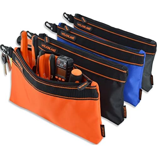 WELKINLAND 4-Packs Small tool pouch, Heavy-Duty Tool pouches, Electrician tools pouch bag, Tools pouches w/clip, Small Zippered tool bag