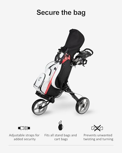 Compact 3-Wheel Golf Push Cart - Lightweight Aluminum, Red