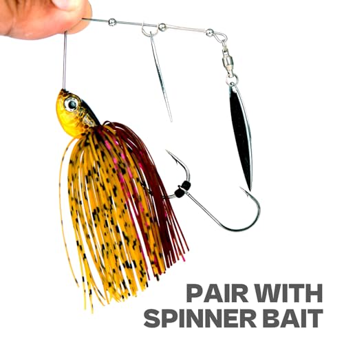 Assorted 50PCS Trailer Fishing Hooks Pack 1/0-3/0 with Beads for Lures - Short Strike Tackle