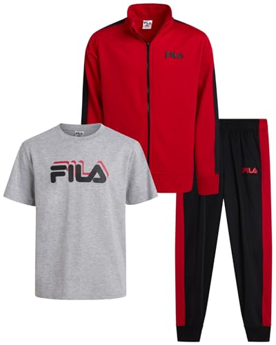 Fila Boys 3-Piece Tracksuit Set Size 10-12 Racing Red Athletic Kids Outfit