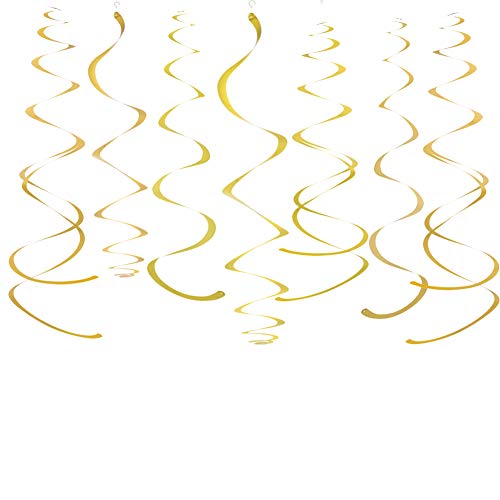 Gold Swirl Decorations - 28 Pack Plastic Ceiling Streamers