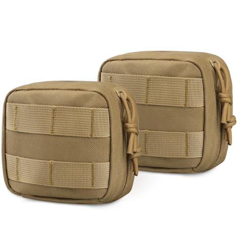 RXW Khaki 2 Pack Mini Molle Pouches Tactical EDC Belt Pouches