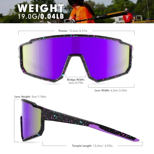 Kids Polarized Baseball Sunglasses - Lightweight TR90 Frame, Purple Lens