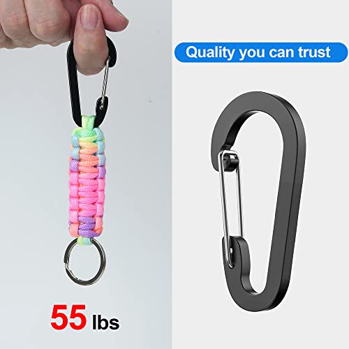 AWSMORE 2-Piece Paracord Keychain with Carabiner & Rainbow Lanyard Clip