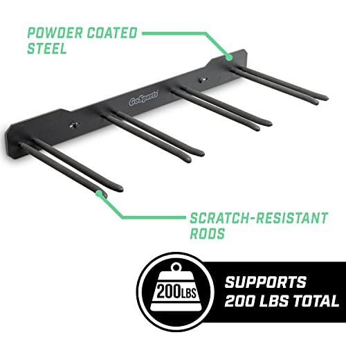 GoSports Wall Mount Ski & Snowboard Rack - Holds 8 Skis or 4 Snowboards, Black, 8-Set Version