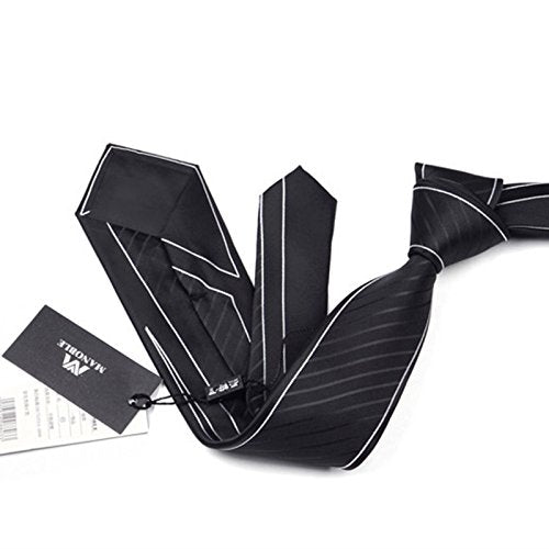 Men's Slim Striped Necktie - Black 2.75 Inches with Gift Box