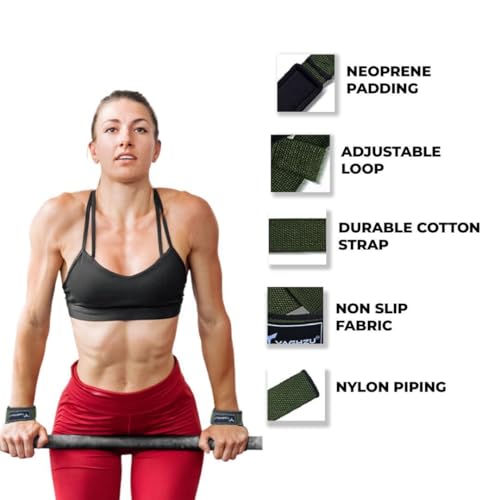 Padded Neoprene Lifting Straps for Weightlifting - Green
