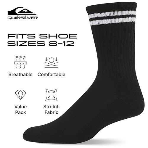 Men's Athletic Crew Socks - 8 Pairs, Size 8-12 - White/Red, White/Blue, Black/Red, Black/White