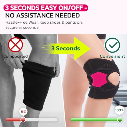 aoFIT Knee Brace for Women& Men (1 Pair), Knee Braces Wrap Adjustable Compression Sleeve Knee Support with Memory Stabilizers,Knee Support for Knee Pain Relief Meniscus Tear HotPink M