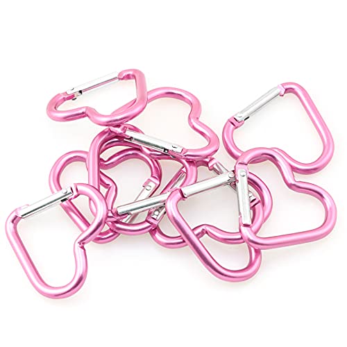 Heart-Shaped Aluminum Snap Hooks - 10PCS Rose Hermosa for Camping