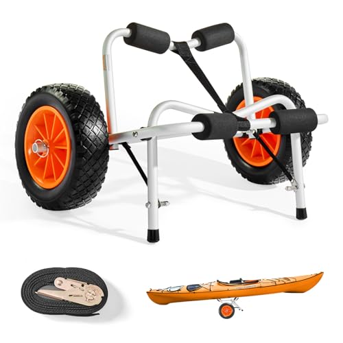 VEVOR Foldable Kayak Cart 250 lbs Capacity with 10-Inch Solid Rubber Tires, 27.6 x 15.7 in