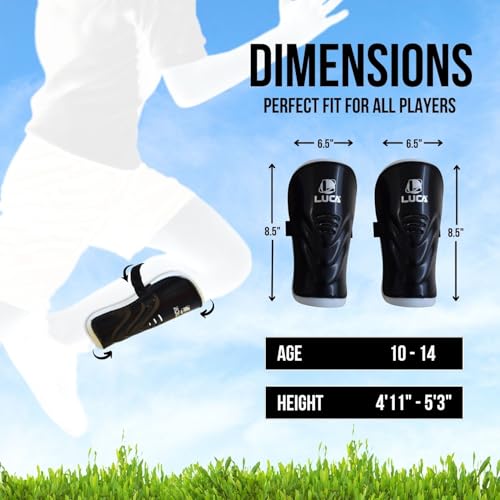 Soccer Shin Guards for Youth & Adults - Medium Black Shinguard Set
