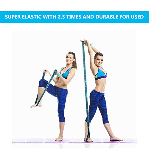 Elastic Yoga Stretch Strap with Loops - Blue for Flexibility & Therapy