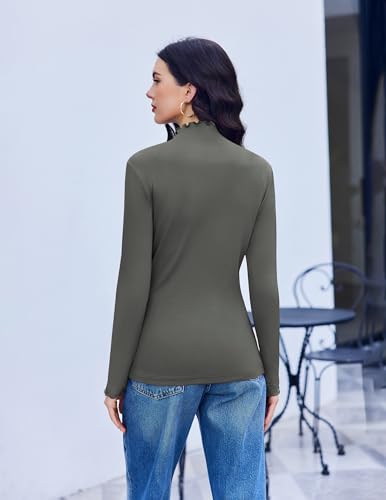 Long Sleeve Turtleneck Tops for Women - 3 Pack Small Black/White/Dark Grey
