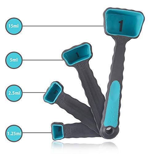 Collapsible Silicone Measuring Cups & Spoons Set - Blue, 8 Piece