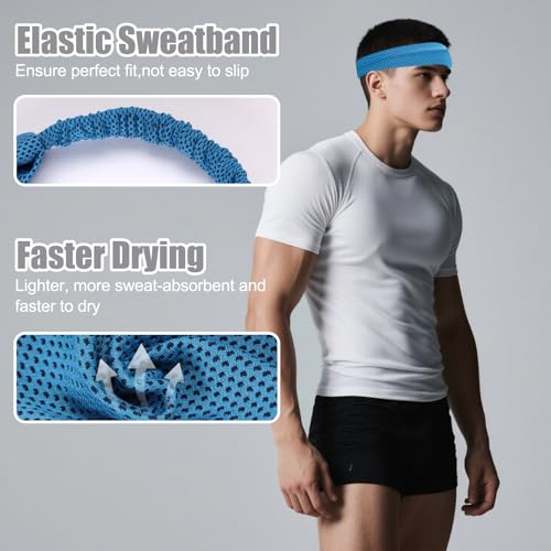 Cooling Headbands for Men & Women - 4 Pack Sweatband Set