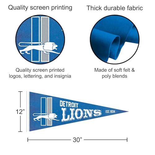 Detroit Lions Vintage Retro Pennant Flag - 12x30 in