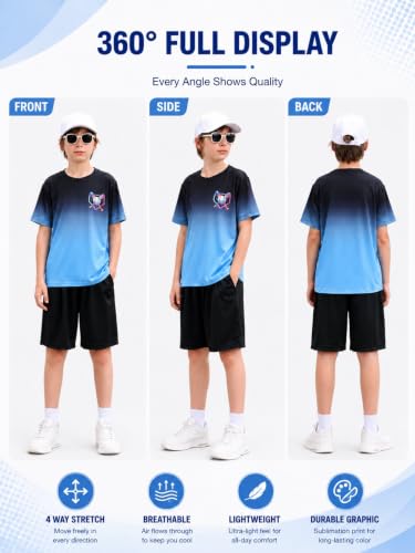 Lovekider Boys Gradient T-Shirt 9-10 Years Drip Baseball Short Sleeve Graphic Tee