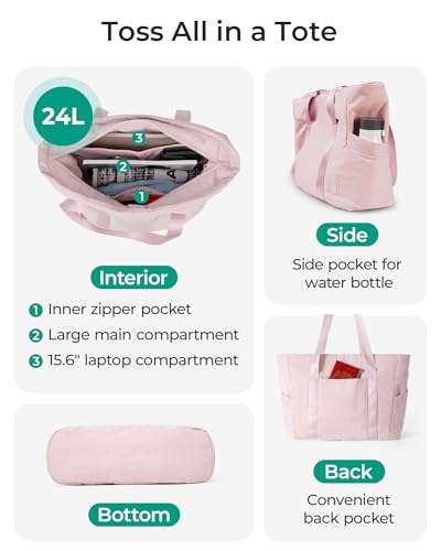 BAGSMART Gym Tote Bag for Women, 24L/28L Travel Yoga Mat