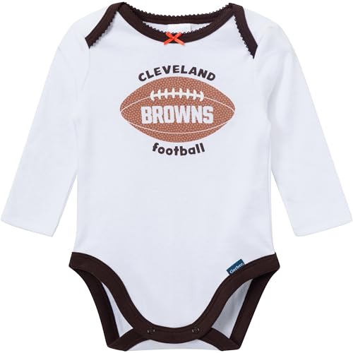 NFL Baby Girls 3-Piece Onesie Bodysuit, Pants & Headband Set - Cleveland Browns, 6-9 Months