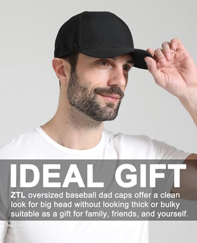 ZTL Oversize XL XXL Quick Dry Baseball Cap - Black, Large-4X-Large, Mesh Snapback Hat for Big Heads 23.5-26"