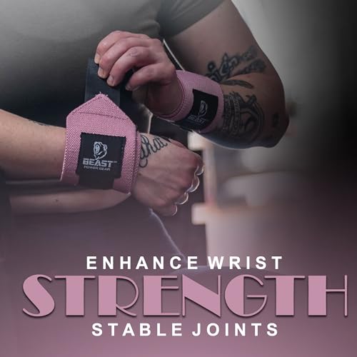 Gym Wrist Wraps for Weightlifting - 14" Support - Pink