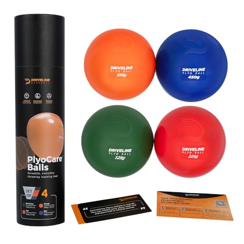 Driveline Baseball PlyoCare Balls Set of 4 Weighted Pitching Training Balls + 16-Week Program