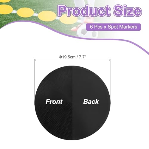 Agility Spot Markers - Non-Slip Floor Dots for Training - Black 8 Inch