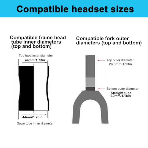 Black Aluminium Alloy 44mm Semi-Integrated Mountain Bike Headset Kit