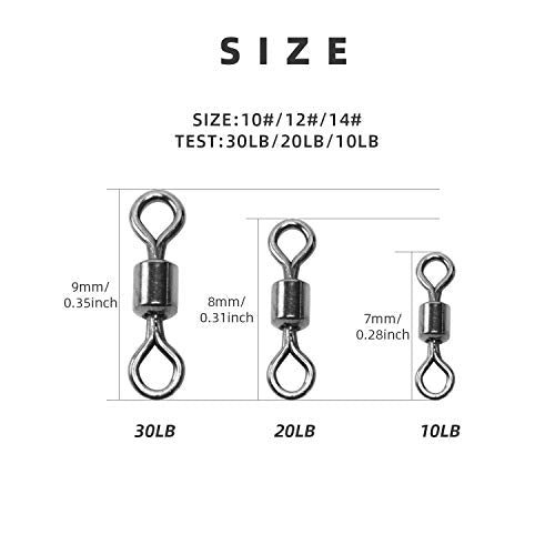 Micro Fishing Swivels, Stainless Steel Ball Bearing Connector - 30lb Black