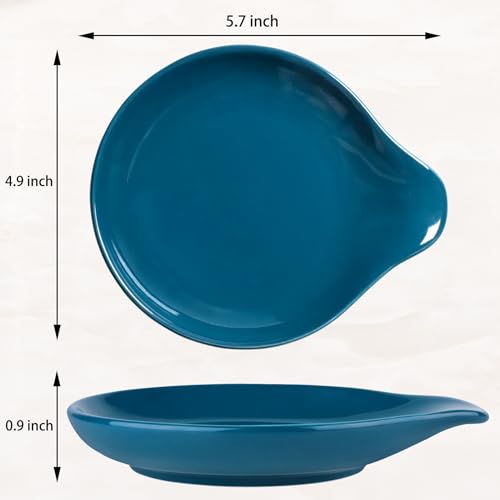 Ceramic Spoon Rest - 5 Inch Heat-Resistant Utensil Holder - Navy Blue