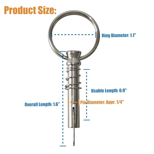316 Stainless Steel Quick Release Pins - 4 Pcs Bimini Top Pins