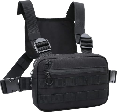 Muserise NRP Black Running Chest Bag with Phone Holder - Water-Resistant & Lightweight
