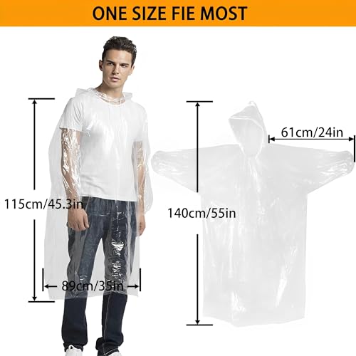 Disposable Rain Ponchos for Adults - Clear Family Pack (5 Count)
