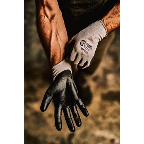 Gorilla Grip Work Gloves, Never Slip Maximum Grip All-Purpose, Gloves for Men, Superior in Wet, Dry, Oily Conditions, Polymer Palm, Small Size, 15 Pairs, Grey| 25945-25