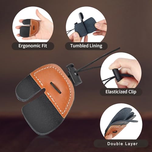 Leather Archery Finger Tab 2 Pack - Brown Right Hand Tabs
