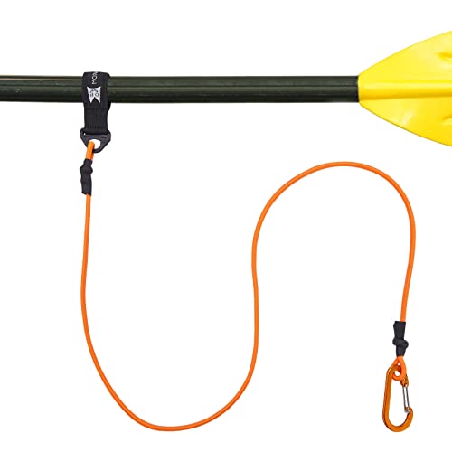 Kayak Paddle Leash - Lightweight Coiled for Fishing & Boating - Orange, 1 Pack