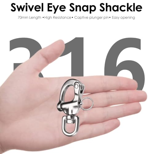 316 Stainless Steel Swivel Eye Snap Shackle - 2-3/4 Inch, 2Pcs