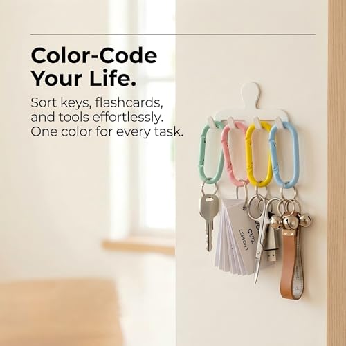 WTYONZEL Colorful 32Pcs Oval Carabiner Clips Keychain Spring Attachments